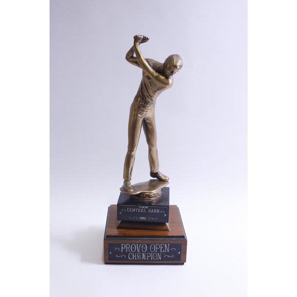 Golf Trophy Provo Open Champion 1982 Brass Golf Player Figure 17